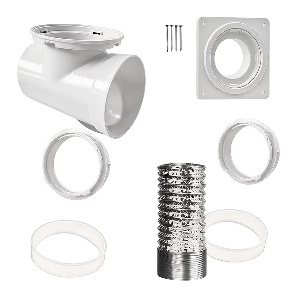 Complete Dryer Vent Setup Kit 1.5m Flexible Aluminum Foil Hose for t Connector WFor for All Flange and Mounting Screws for