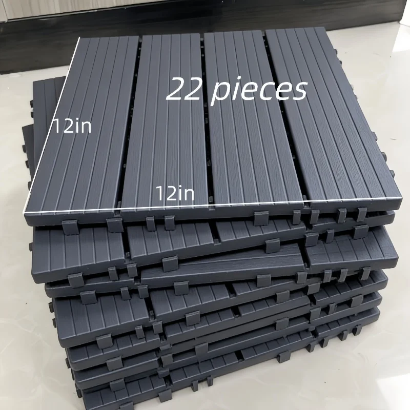 

22pcs Outdoor Floor Splicing Plastic Wood Floor Outdoor Plastic Floor Courtyard Balcony Terrace Self-paved Floor, Wear-resistant Plastic Splicing Floor, Scratch-proof And Pressure-proof Easy to Install