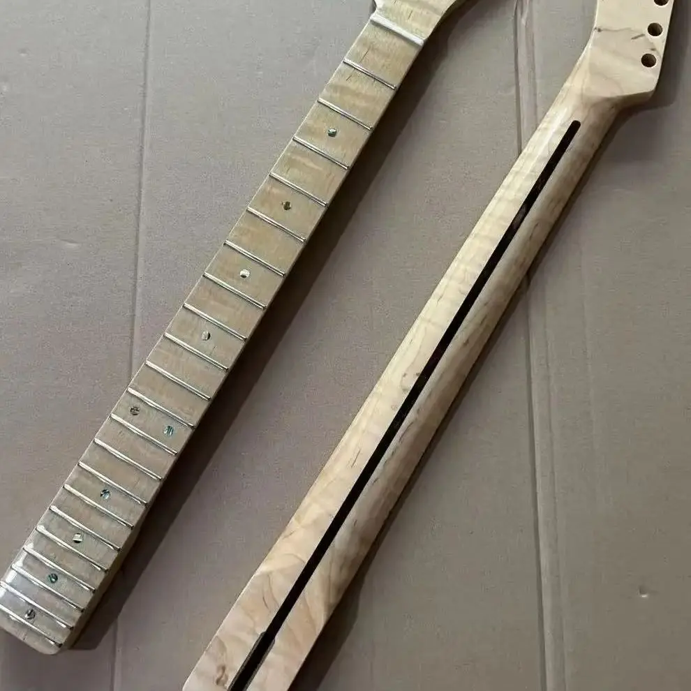 Flame Maple TL-Style Guitar Neck 25.5 Inch 56mm Heel 21 Frets Gloss Finish with Dual-Action Truss Rod Fast Shipping