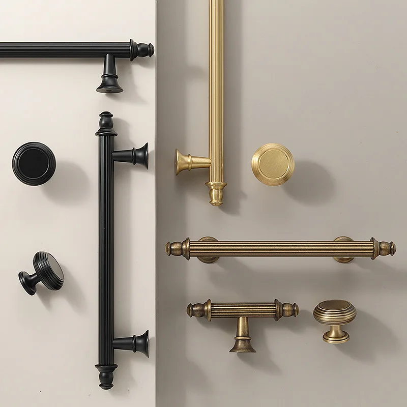 Solid Brass Cabinet Handles Antique Bronze Retro Drawer Knobs 96/128/192mm Wardrobe Cupboard Pulls Luxury Kitchen Furniture Hard