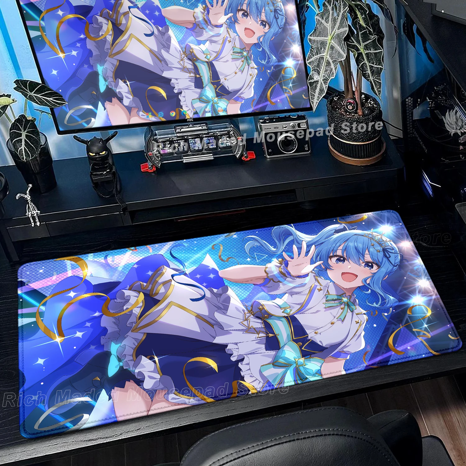 

Hoshimachi Suisei Mousepad Hololive Cute Girl Mouse Pad Office PC Accessories Large Gamer Desk Mat Anime Carpet XXL Laptop Rug
