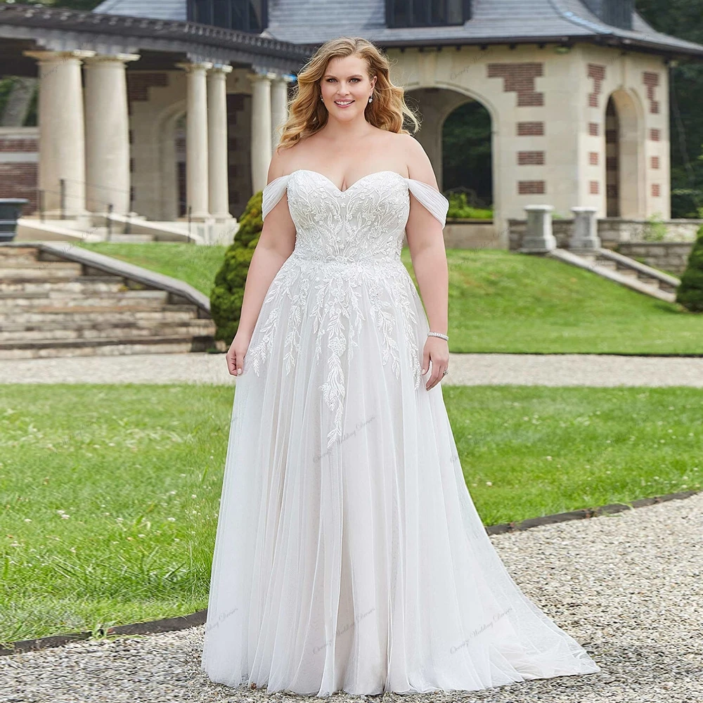 

Plus Size Strapless Wedding Dresses with Lace A Line Ivory Off Shoulder Bridal Gowns for Women 2024 Summer Vestido De Novia New