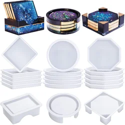 1 Set Resin Coaster Silicone Molds Round Square Octagon Shape Holder Molds Cup Mats Silicone Molds For Epoxy Resin DIY Art Craft