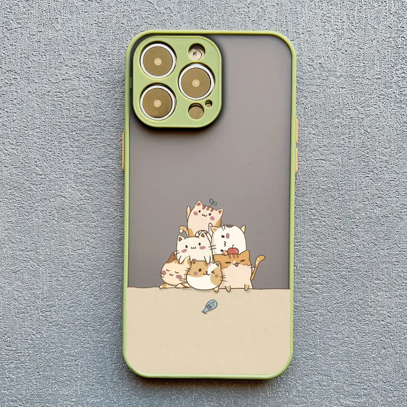 Niedliche Cartoon-Katzen-Illustrations-Handyhülle für iPhone 17 16 15 Pro Max Hüllen iPhone 14 13 12 11 Pro Max Mini XS XR X 16 PlusCover – Detail 6