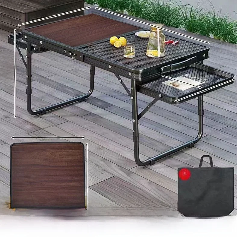 outdoor-portable-aluminum-alloy-camping-table-foldable-bbq-grill-iron-mesh-picnic-table-multi-functional-stacking-desk