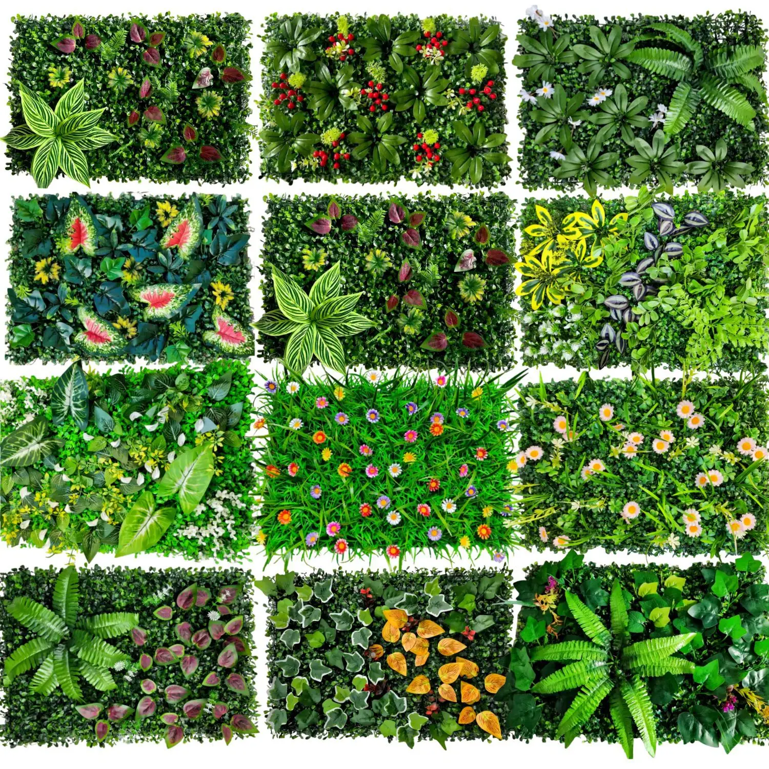 

40x60cm Green Artificial Plants Wall Panel Plastic Outdoor Lawns Carpet Decor Home Wedding Backdrop Party Grass Flower Wall