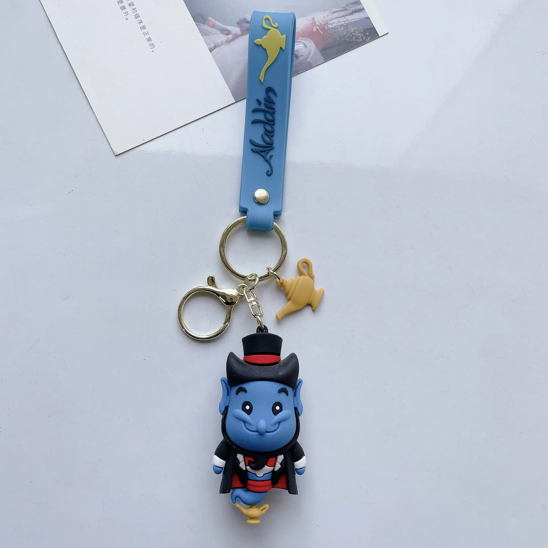 Disney Aladdin Cartoon Figure Backpack Pendant Ornament Keychain Jasmine Princess Genie Keyring Accessories Women Men Kid Gift
