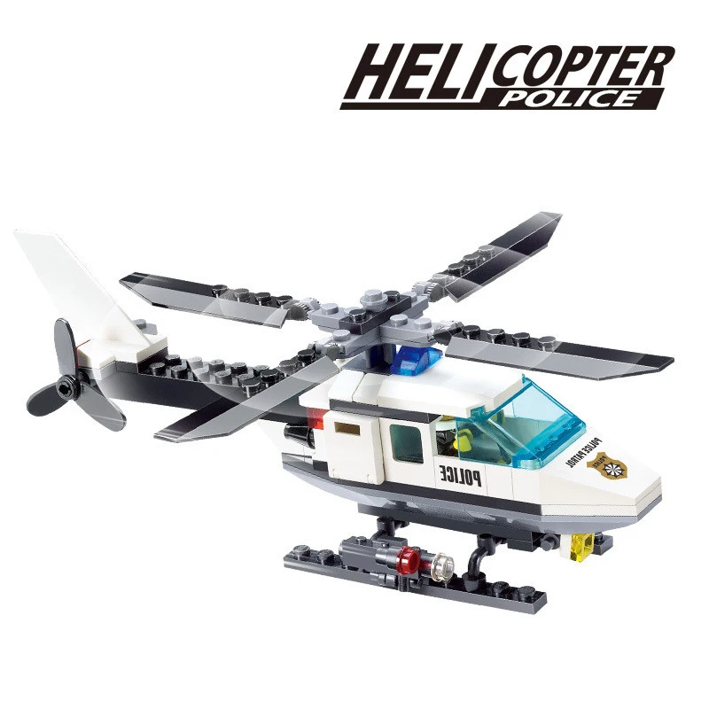 City Police Helicopter Car Plane Building Blocks MOC Classic Aircraft Model Assemble Bricks Educational Toy For Children Gifts