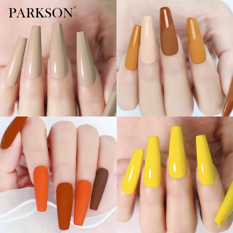 Parkson Gel-Nagellack-Maniküre für Nägel, Orange-Serie, semi-permanent, Vernis Top Coat, Soak Off UV-LED-Gel-Farbe, Glitzer-Lack