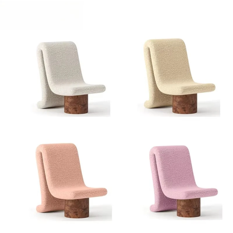 

Simple and elegant leisure chair living room solid wood frame glass fiber teddy fabric leisure chair home