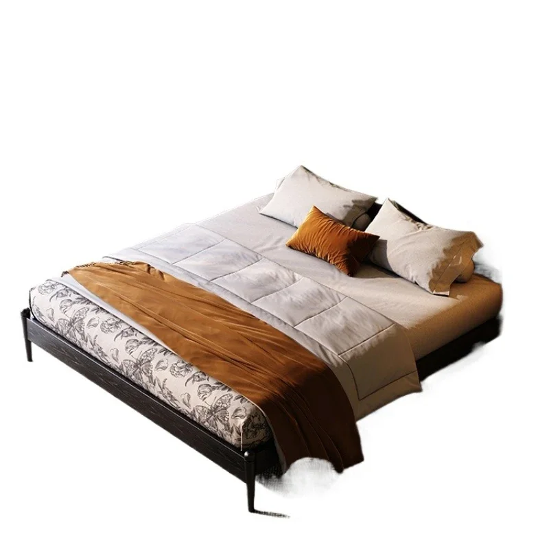 

Retro small apartment master bedroom antique 1.8M double bed fabric soft bag bed