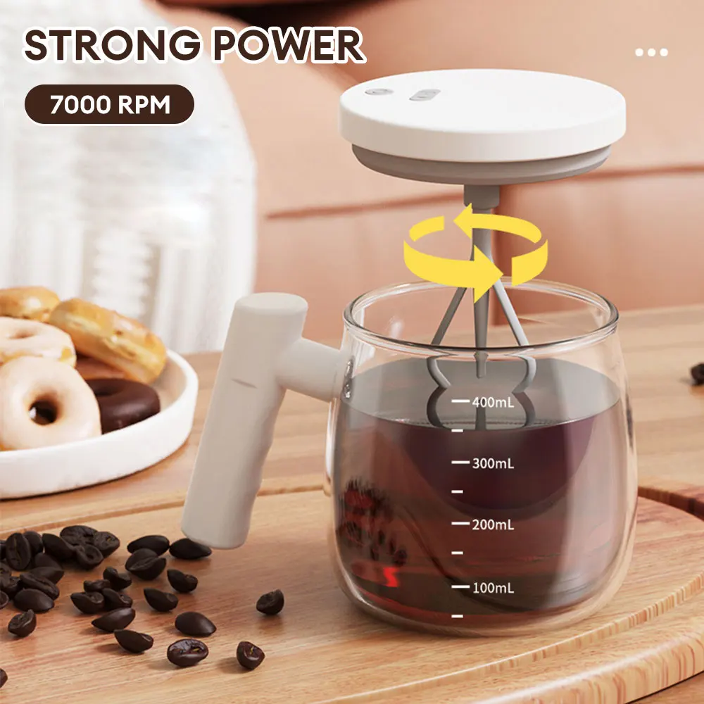 Self Stirring Coffee Cup 400ml Rechargeable Stirring Mug Self Mixing Mug Glass Waterproof Automatic Protein Powder Mix Cup