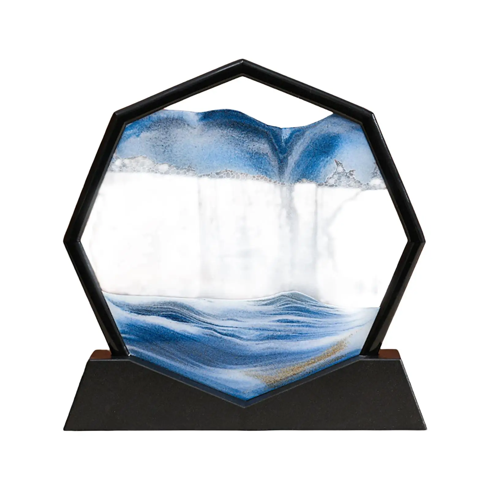 

Art Picture Deep Sea Landscape Octagonal Glass Dynamic Display Creative Flowing Sand for Tabletop Living Room Decoration Gift
