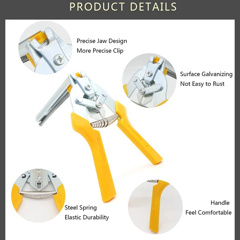 Type M Hog Nail Ring Pliers Kit With 2400Pcs M Clips For Fence Fastening, Upholstery Installation, Animal Cages,Yellow