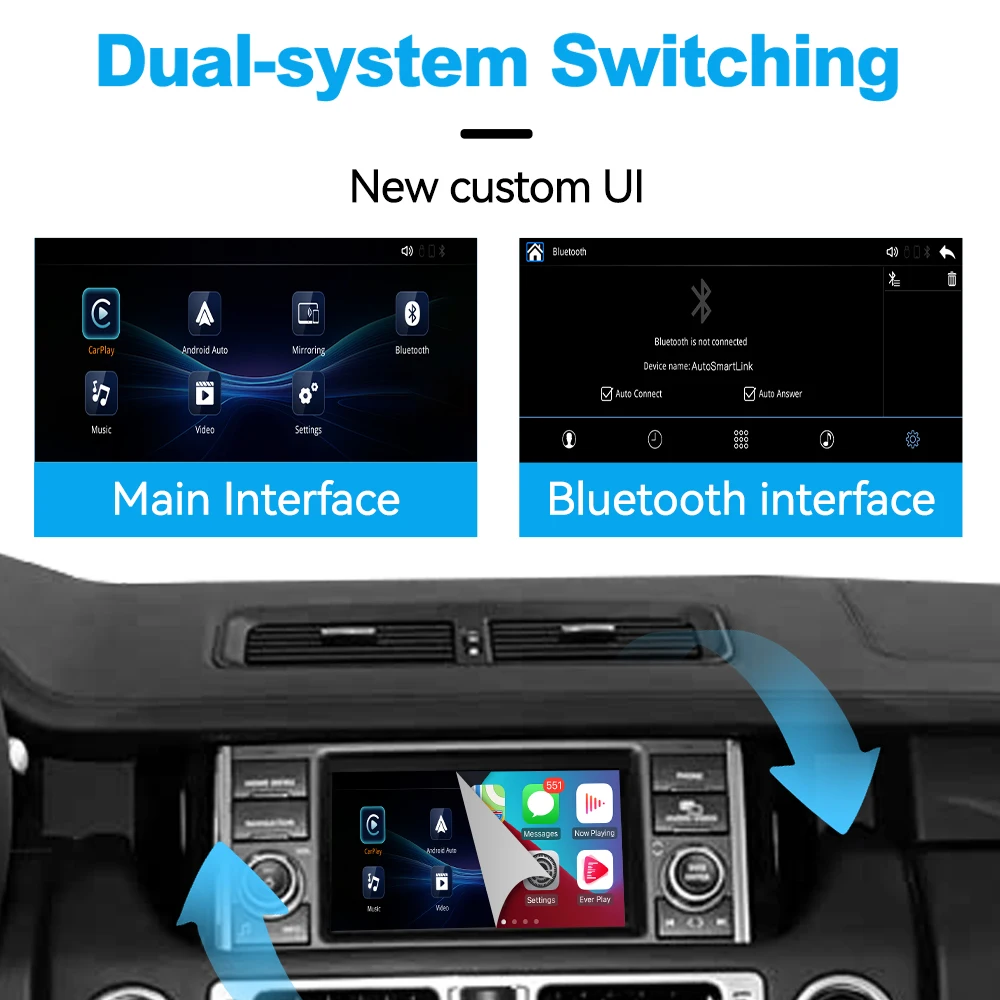 Wireless Apple CarPlay Android Auto for Land Rover Discovery Sport&Range Rover Denso 2009-2012 Mirroring iOS26 AirPlay Retrofit