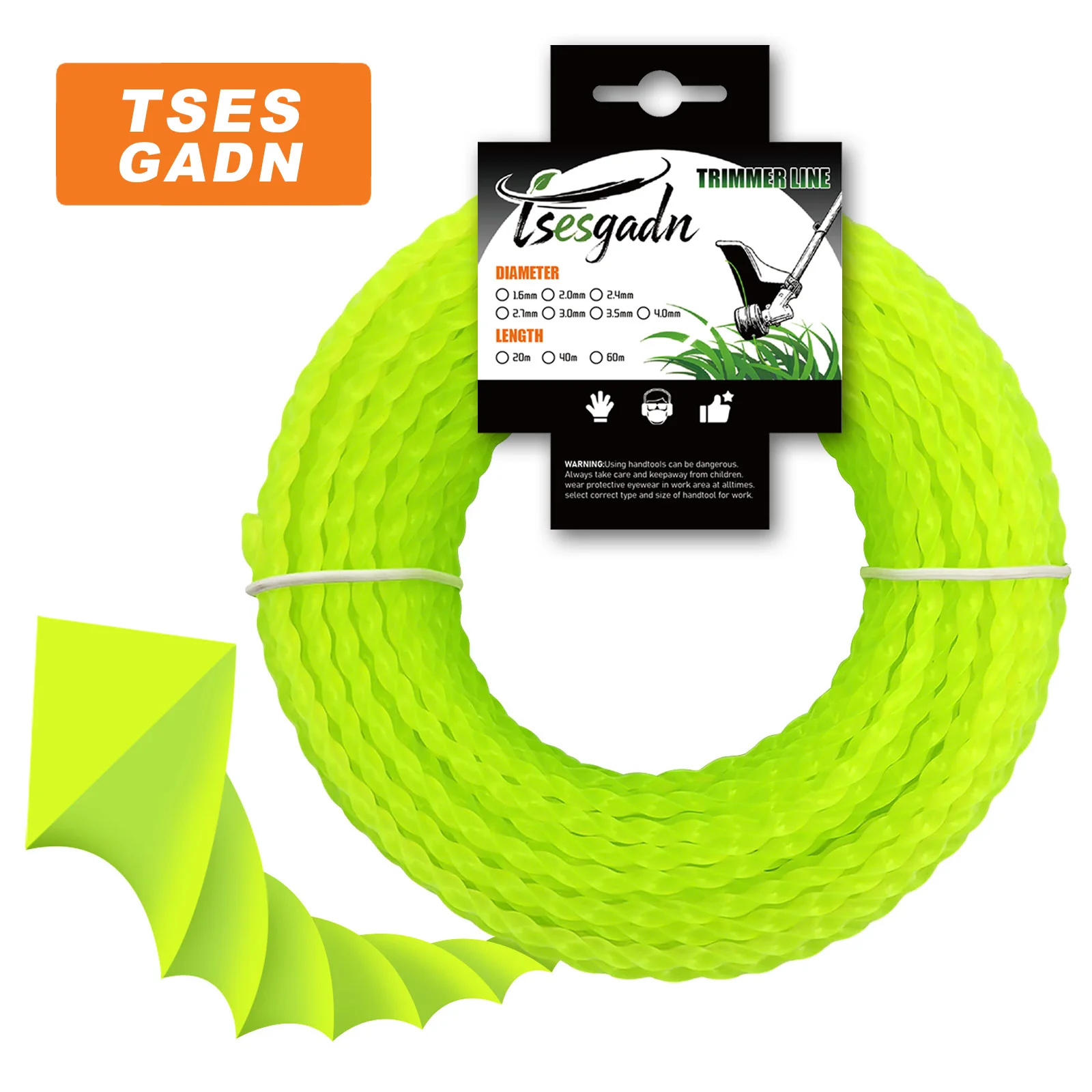 Новая леска для триммера TSES Triangle Trimmer Line, витая, долговечная, 20 м * 2,0-3,5 мм, сверхпрочная нейлоновая леска для кустореза