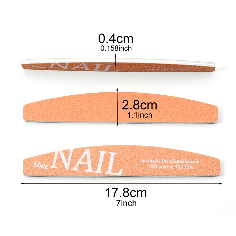 5/10/25 قطعة قابل للغسل المهنية ملفات الأظافر نصف القمر 120/150 حصى الصنفرة مجلس الرملي UV جل مانيكير الملفات أدوات #4
