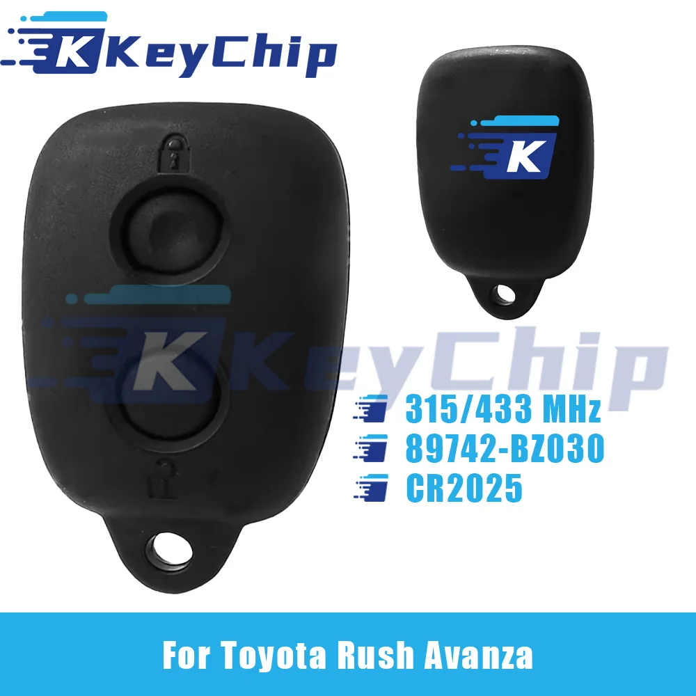 Llave de Coche Remota KeyChip Pro para Toyota Rush Avanza, 2 Botones, 315/433 MHz, ASK 89742-BZ030