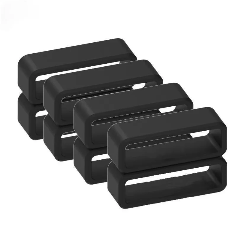 4 Stück schwarze Gummi-Uhrenarmbänder Silikon-Uhrenarmbänder Zubehör Halter Locker 12 14 16 18 20 22 24 26 28 30 mm Riemen-Schlaufenring – Detail 9