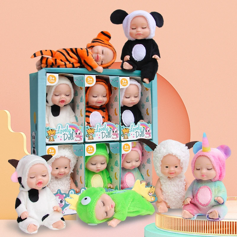 6Pcs/Set Reborn Realistic Baby Doll Kit Toys Kawaii Simulation Mini Cute Sleeping Babies With Clothes Dolls Birthdays Gift Kids