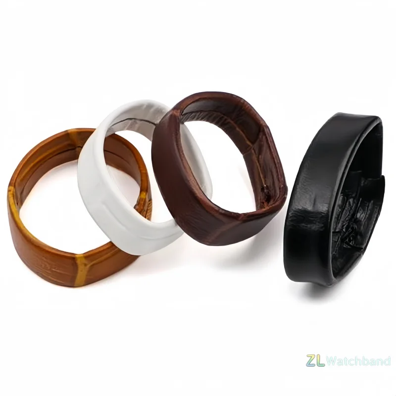 2Pcs Leather Watchband Keeper Loop Buckle Strap Locker Rings Black Brown Holder Loop Bracelet Retainer 16/18/19/20/21/22/23/26mm