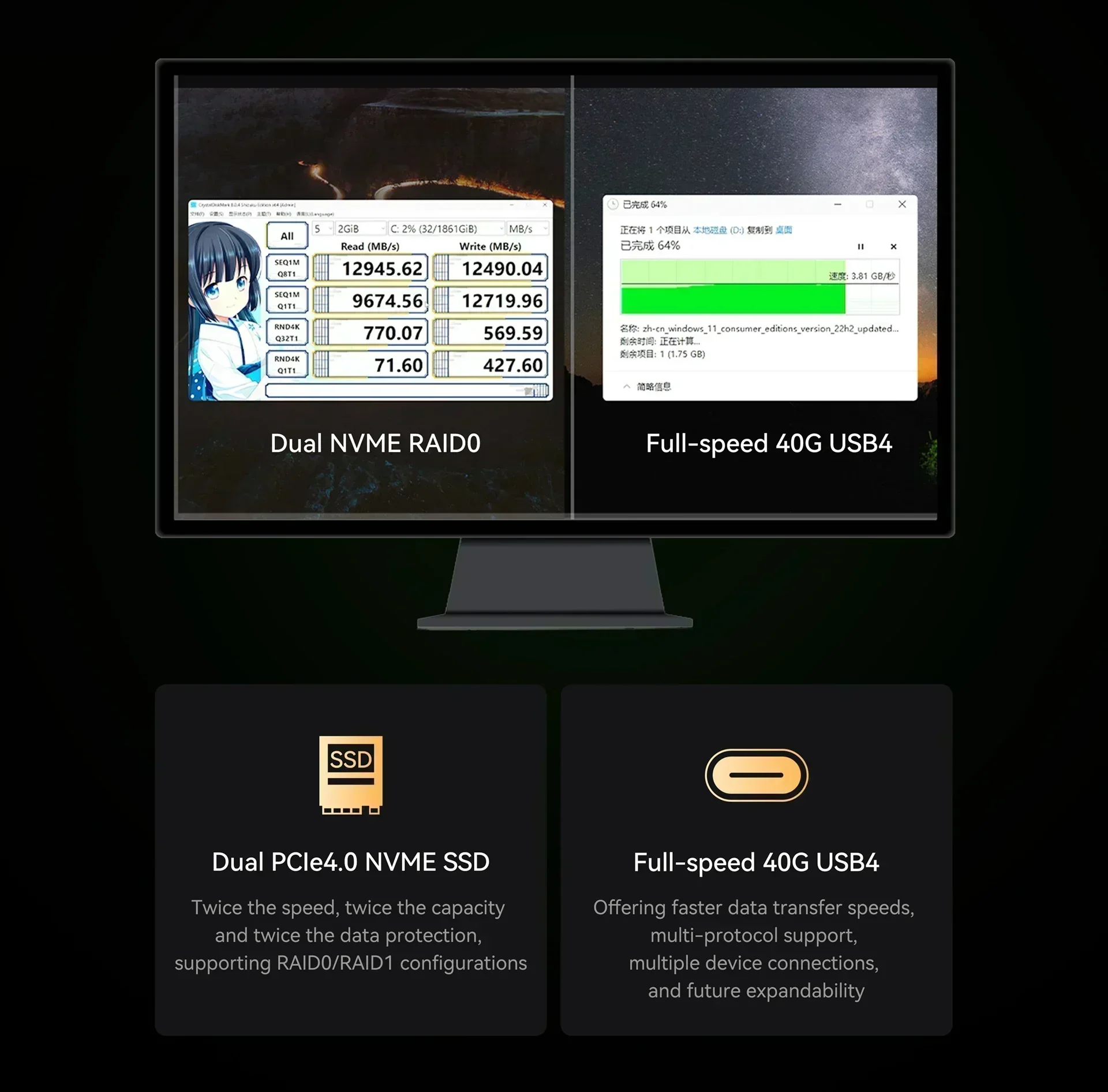 MINISFORUM UM790 Pro Ryzen 9 7940HS Mini PC Windows 11 Pro DDR5 64GB 1TB PCle 4.0 NVMe SSD WiFi 6E Gamer Computer