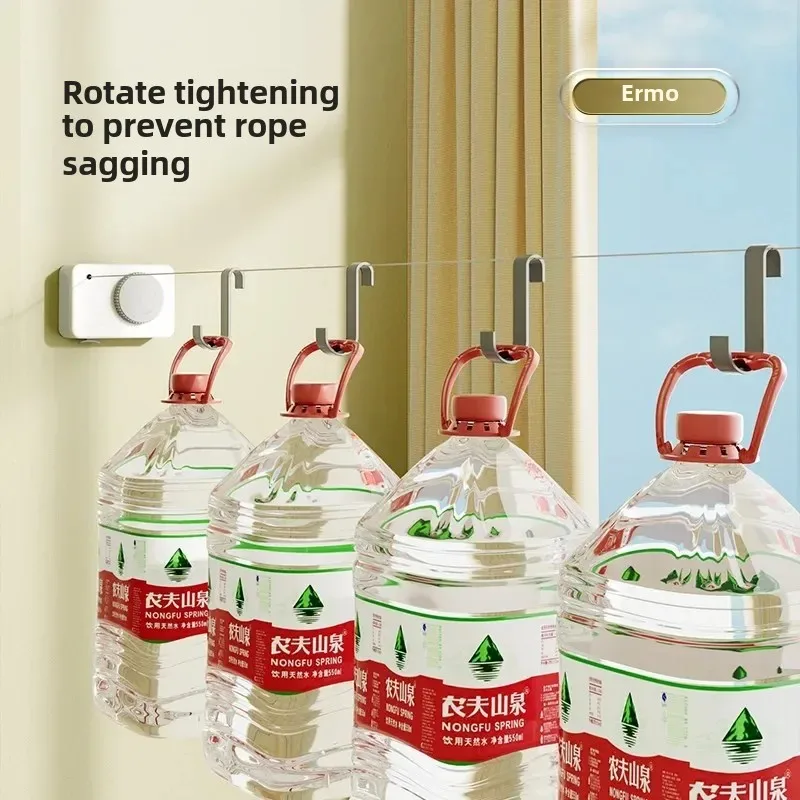 

Retractable Invisible Clothesline, No Drill Indoor/Outdoor Drying Rack, Space-Saving Steel Wire Hanger, Balcony/Bathroom