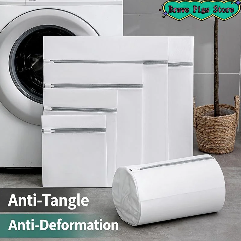 [HM]Reusable Laundry Bag With Non-Rust Zipper Mesh Wash Bag For Clothes Protection Universal Washing Machine Use[HM]