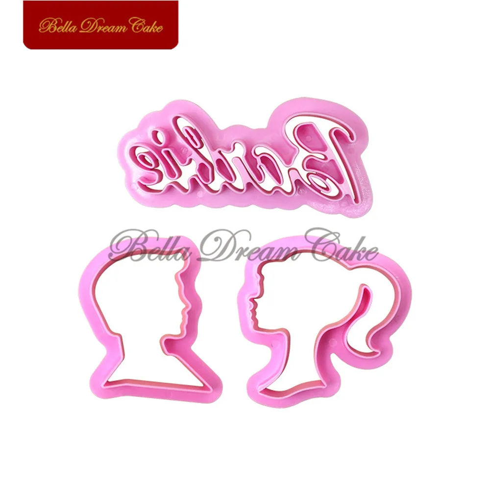 3pcs/set Cartoon Girl&Boy Doll Cookies Embosser Mould DIY Plastic Cutter 3D Fondant Biscuit Stamp Mold Cake Decor Tools Bakeware