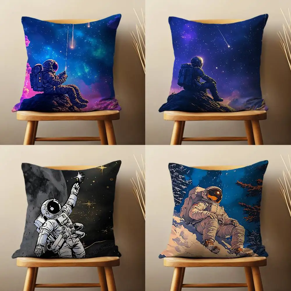 

Cartoon Cute Astronaut Throw Pillow Case Living Room Sofa Cushion Cover For Home Bedroom Decoration And Protector