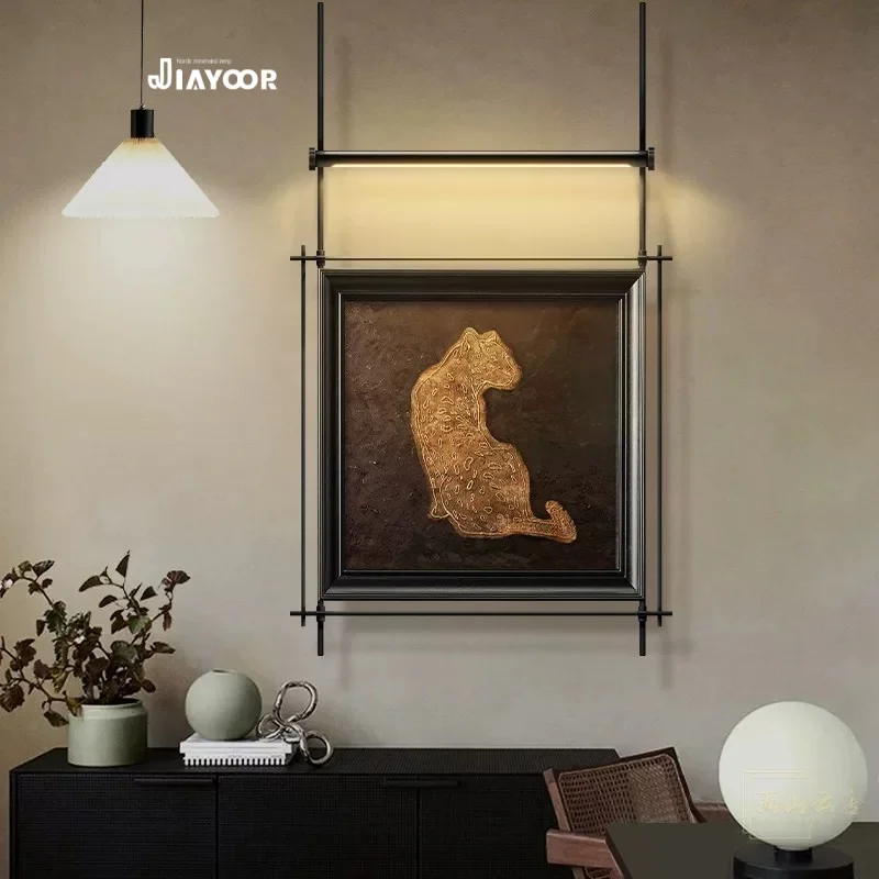 Mid Ancient Style Entrance Led Decoration Artist Decorates Living Room Sofa Bedroom Staircase Background Iron Metal Mural Lamp
