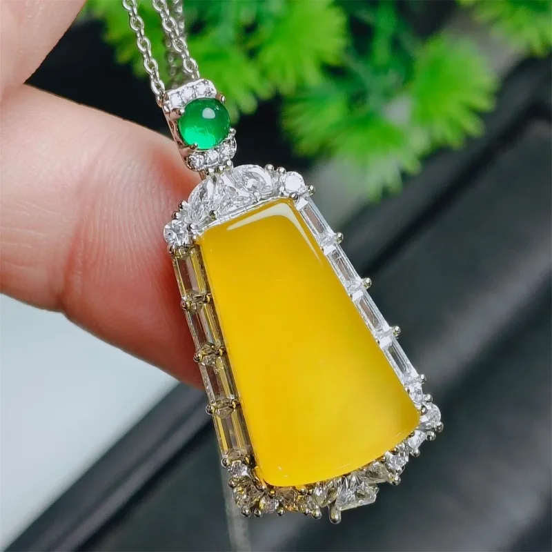 Natural ice type jade pulp no trouble pendant inlaid necklace pendant gift Party travel attire fashionable temperament 2