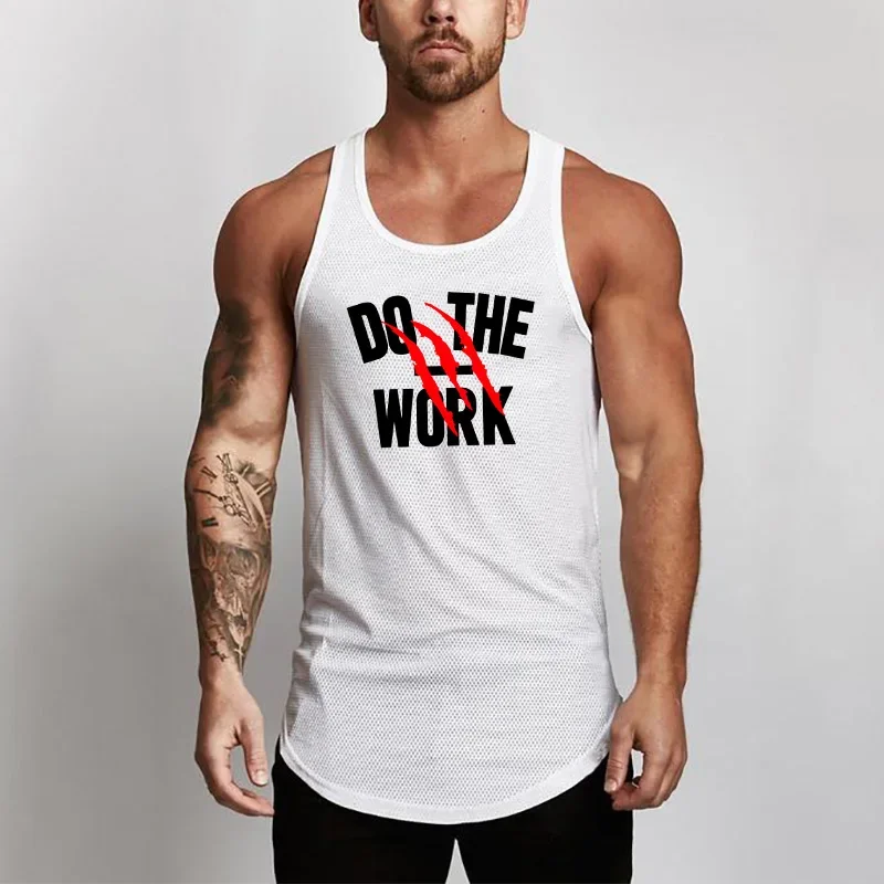 Workout Casual Fashion Mesh Mens Tank Top Fitness Brand Singlets Sleeveless  Bodybuilding Gym Tanktops Vest Stringer Undershirt