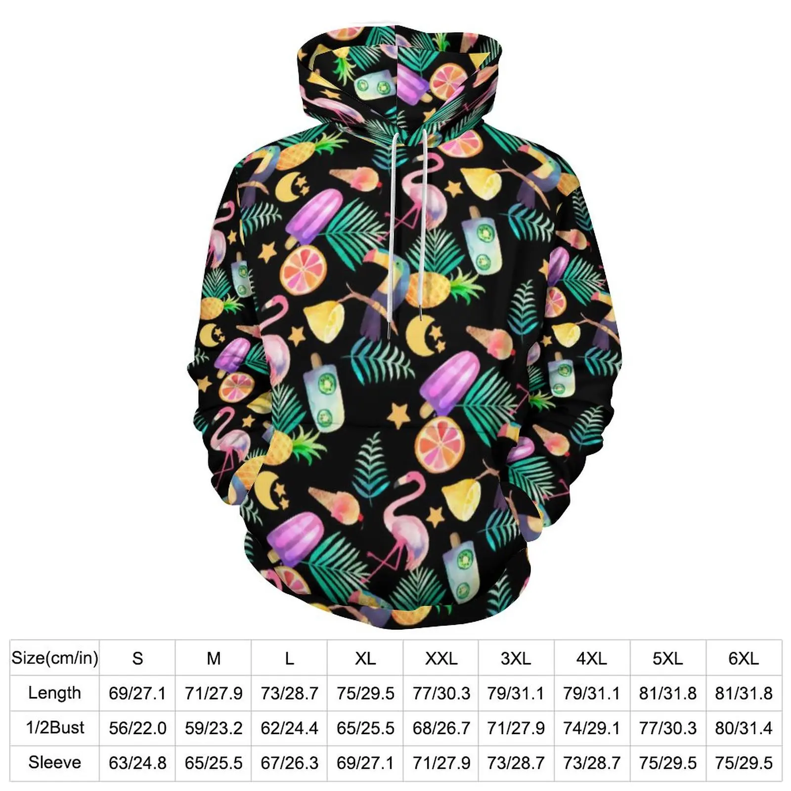 Ice Creams Cone Casual Hoodies Colorful Tropical Trendy Hoodie Lady Long Sleeve Hip Hop Design Loose Oversize Hooded Sweatshirts