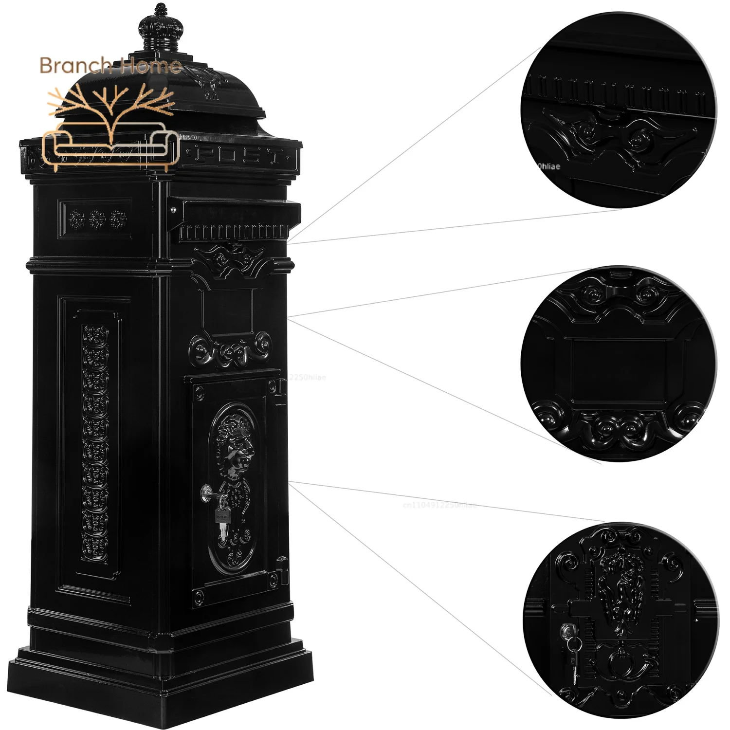 Waterproof and anti-theft aluminum outdoor mailbox, rust-proof mailbox, suitable for home package delivery, newspaper delivery,