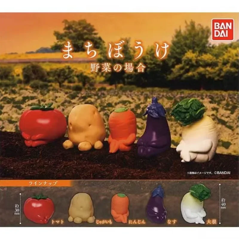 BANDAI Japan Gashapon Figure Anime Cute Sit With Knees Folded Wild Food Vegetables Tomato Potato Kawaii Capsule Toys Figurine