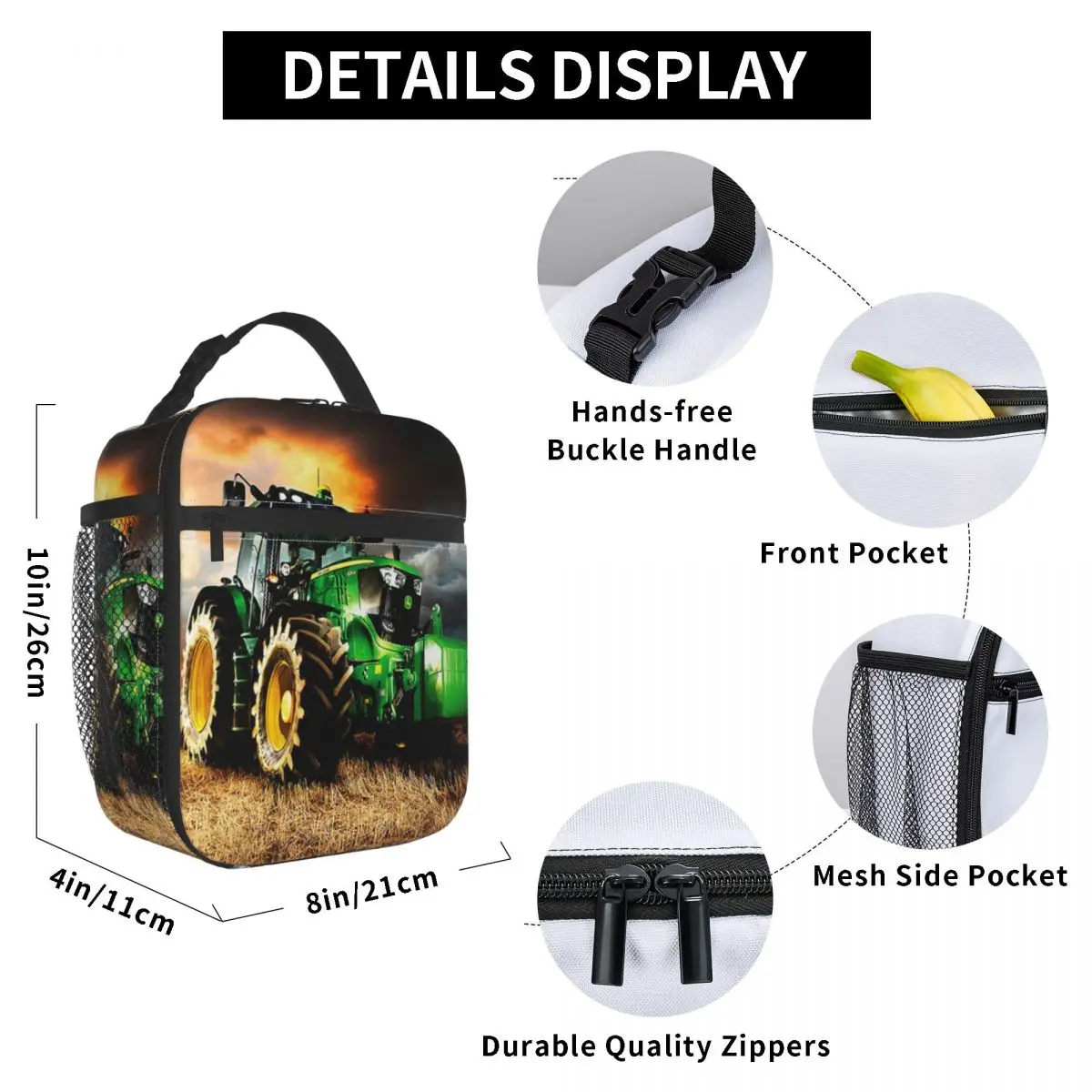 Tractor Insulated Lunch Bag for Women Leakproof Thermal Cooler Bento Box Office Work School