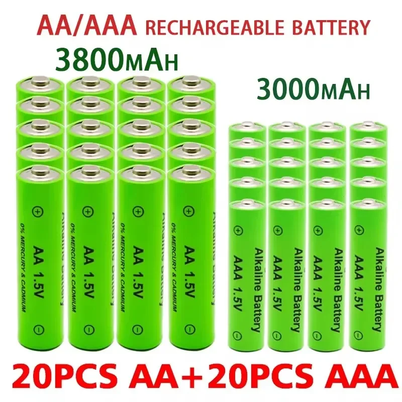 

AA + AAA Rechargeable AA 1.5V 3800mAh / 1.5V AAA 3000mah Alkaline Battery Flashlight Toys Watch MP3 Player Replace Ni-Mh Battery