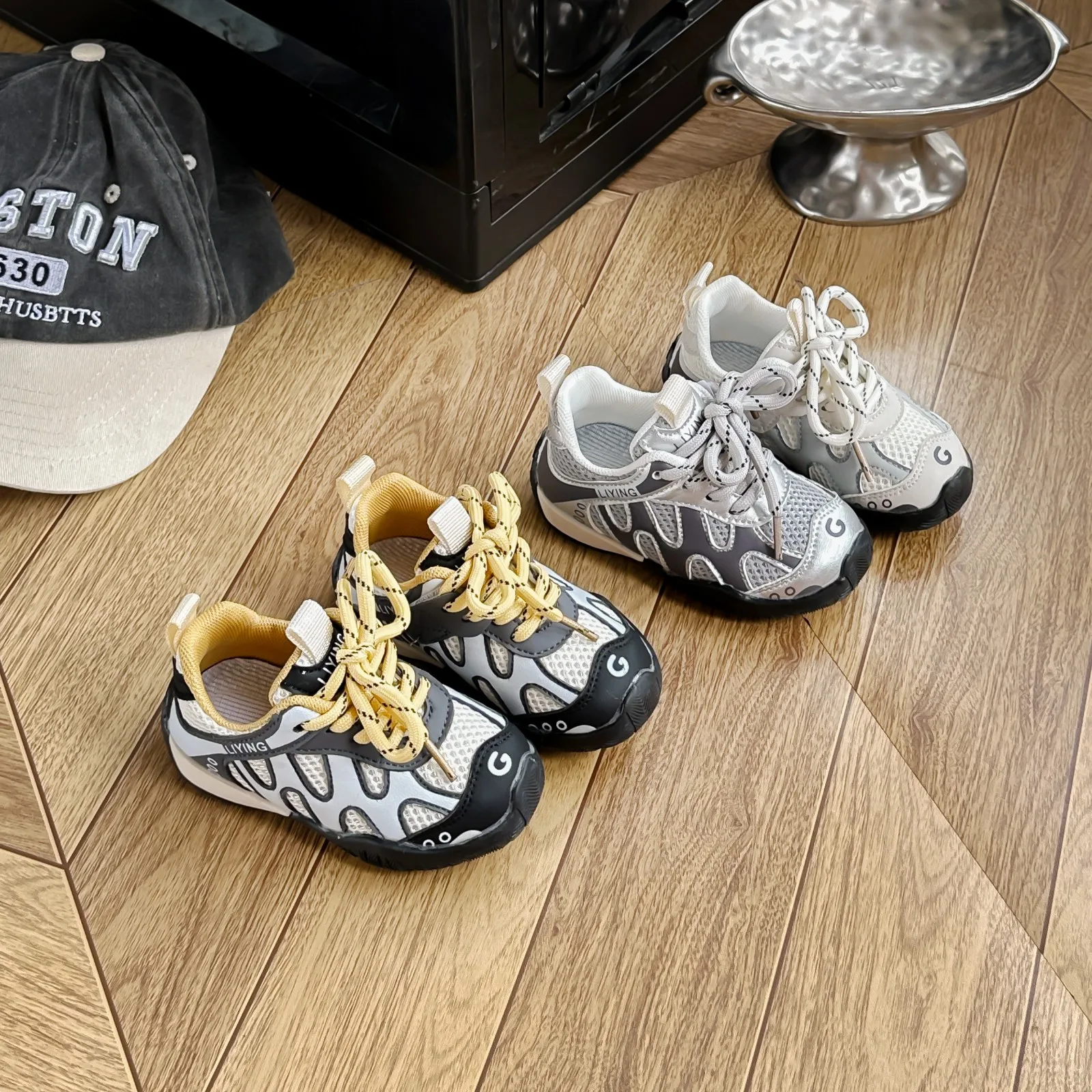 Kids'Casual Shoes Color Blocking PU Leather Autumn Shoes For Children Anti-slip Designer Breathable White Silver Size 15-25