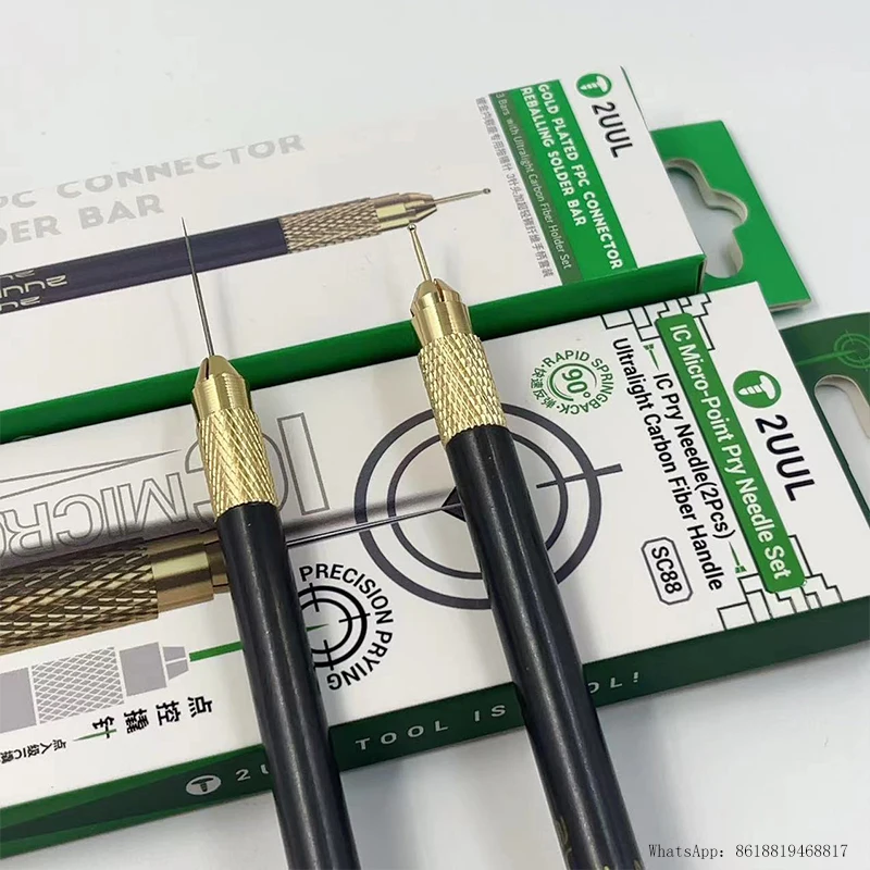 

2uul SC88 IC Micro Point Pry Needle Set SC98 Carbon Fiber Handle Tin Drag Needle Set For IC Chip Glue Removal Tin Drag