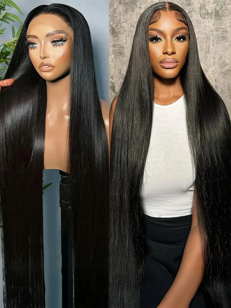 220 Density 38 Inches Preplucked Wear Go Straight 13x4 Lace Frontal Human Hair Wigs Glueless 7x5 Lace Frontal Wig Bleached Knots