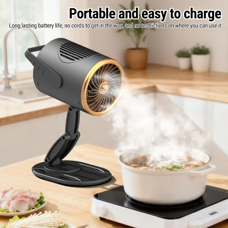 3 Speeds Adjustable Portable Range Hood Foldable Rechargeable Desktop Exhaust Fan For BBQ RV Indoor