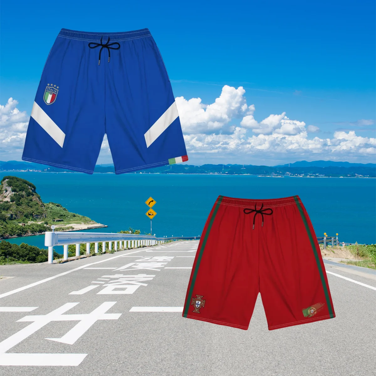 

Portugal Spain Italy Football Training Uniform Men's and Women's Shorts Sports Fitness Casual Motorcycle Quick Drying Shorts