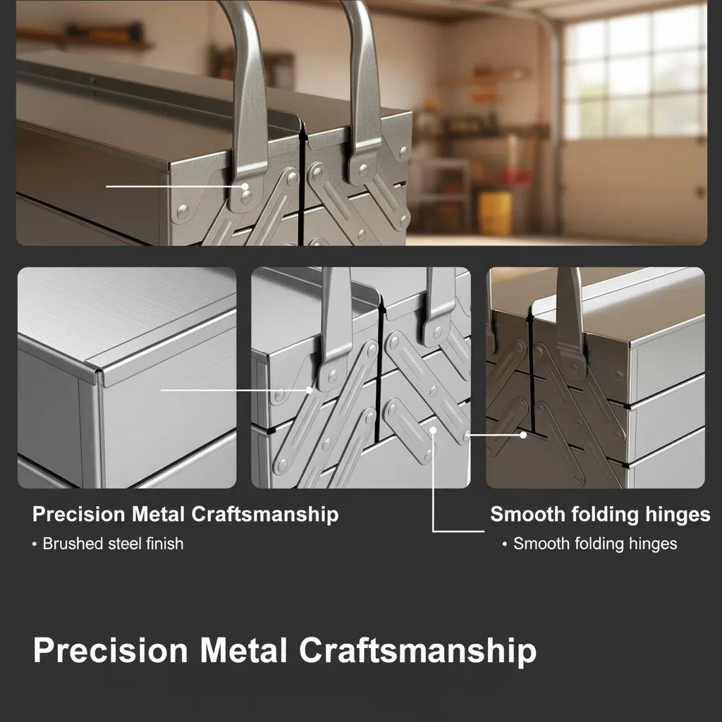 Caixa de ferramentas profissional multiuso de aço inoxidável, caixa de ferramentas de metal com alças de transporte portáteis