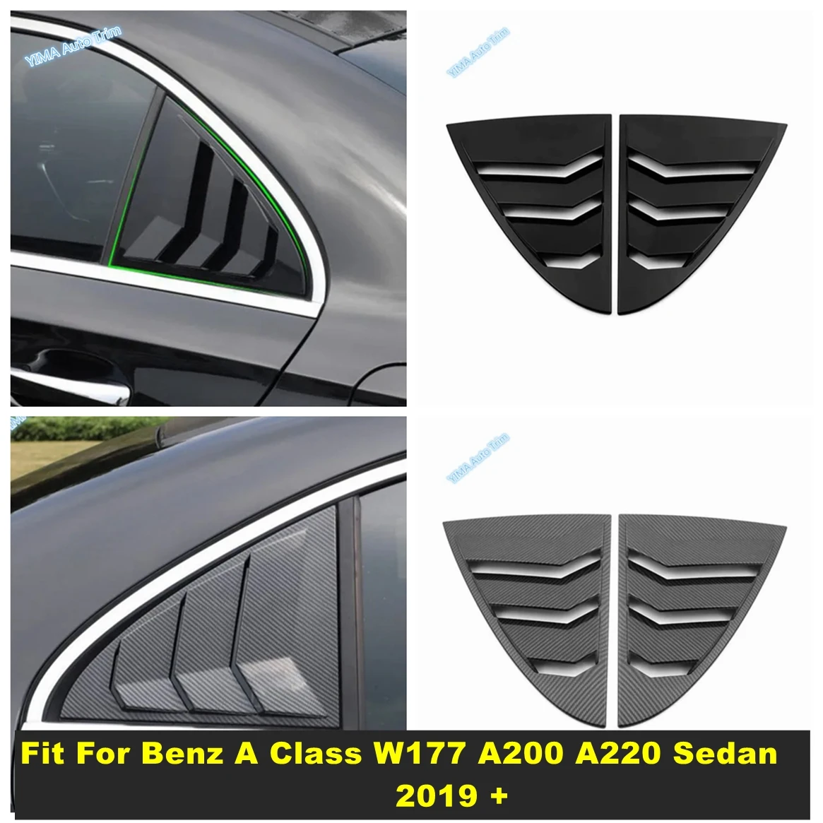 

Auto Rear Side Window Scoop Louvers Cover Vent Trim Kit Fit For Mercedes Benz A Class W177 A200 A220 Sedan 2019 - 2024 Accessor