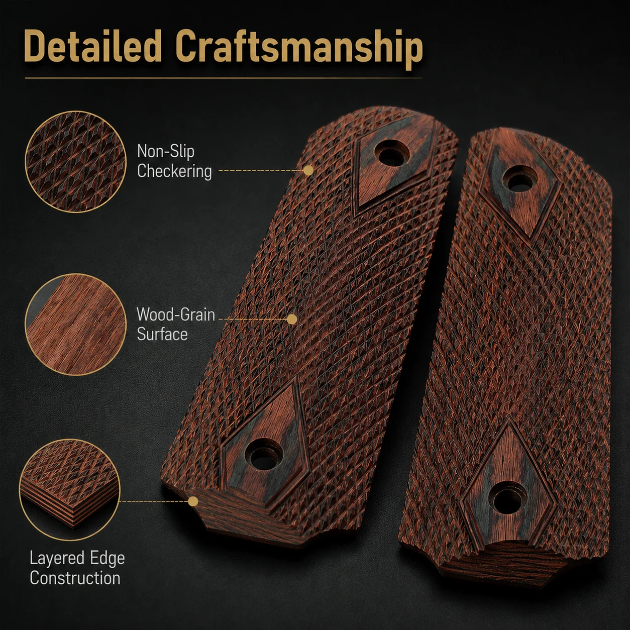 2PCS Rosewood Handle Scales, Non-Slip DIY Wooden Grip Blanks for Crafting, Replacement Panels, Decorative Material image 5