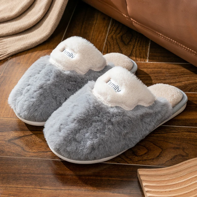 

Non-Slip Winter Men Slippers Warm Plush Lined Bedroom House Shoes with Closed Toe for Couples, Soft Comfortable Home Footwear