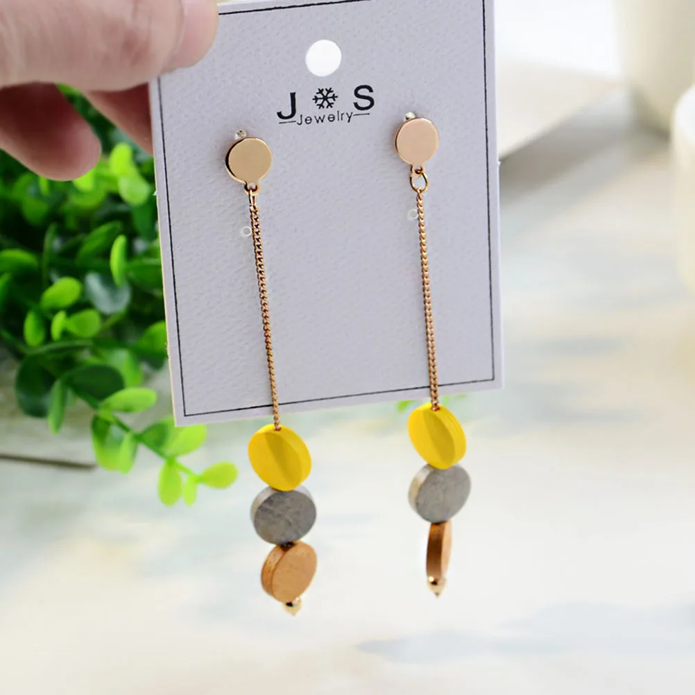 

1 set 1 Set Vintage Wooden Earrings Lightweight Tassel Dangle For Women Unique Bohemia Eardrop Fashion Accessory Gift(Yellow)
