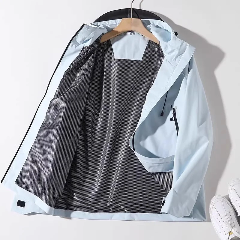 Real Shoot-Chaqueta deportiva para exteriores para hombre y mujer, ropa para parejas, resistente al viento, protector solar, Abrigo con capucha, ropa de abrigo holgada de gran tamaño