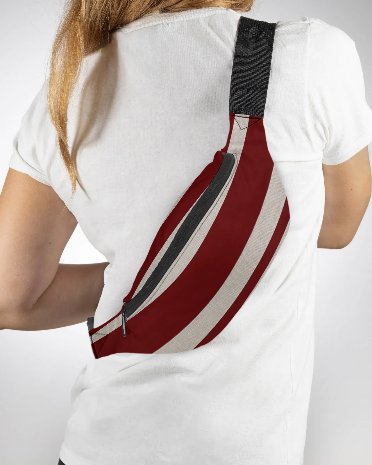 

Vintage Stripe Texture Red Men Women Waist Bag Fanny Pack Purse Large Phone Belt Bag Wallet Pouch Waterproof Banana Hip Bags